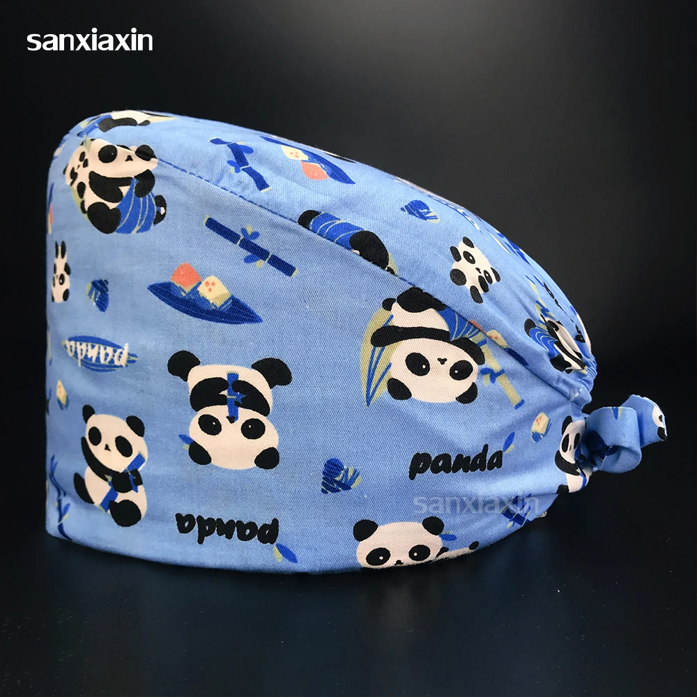 

Cotton printing Beautician cap lab work cap pet beauty salon scrub cap dentist clinic surgery cap unisex breathable nursing hats