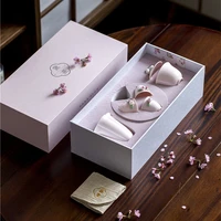 pink hand kneaded flower gaiwan teacup set ceramic teapot tea cups with tray chinese kung fu tea set rose pot teaware gift box