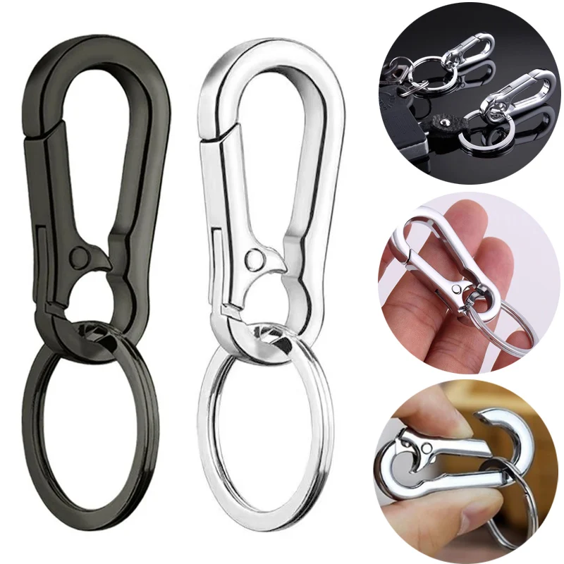 

Car Keychain Strong Carabiner Shape Keyring Climbing Hook Keychain Stainless Steel Man Unisex Gift Auto Interior Accessories