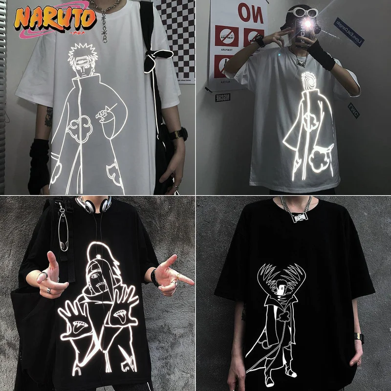 Футболка Наруто Обито летняя свободная парная с коротким рукавом из аниме для