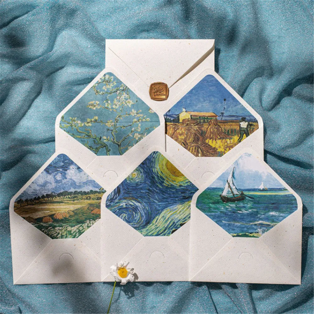 

Exquisite Vintage Oil Paintings Series Envelopes Burlap Texture Envelopes Wedding Invitation Card Bag School Supplies