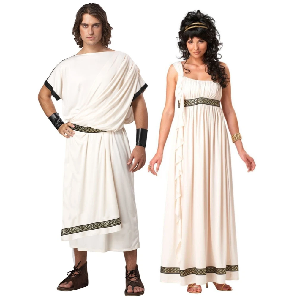 Ancient Egypt Romans Greeck Zeus Toga Goddess Couple Costume