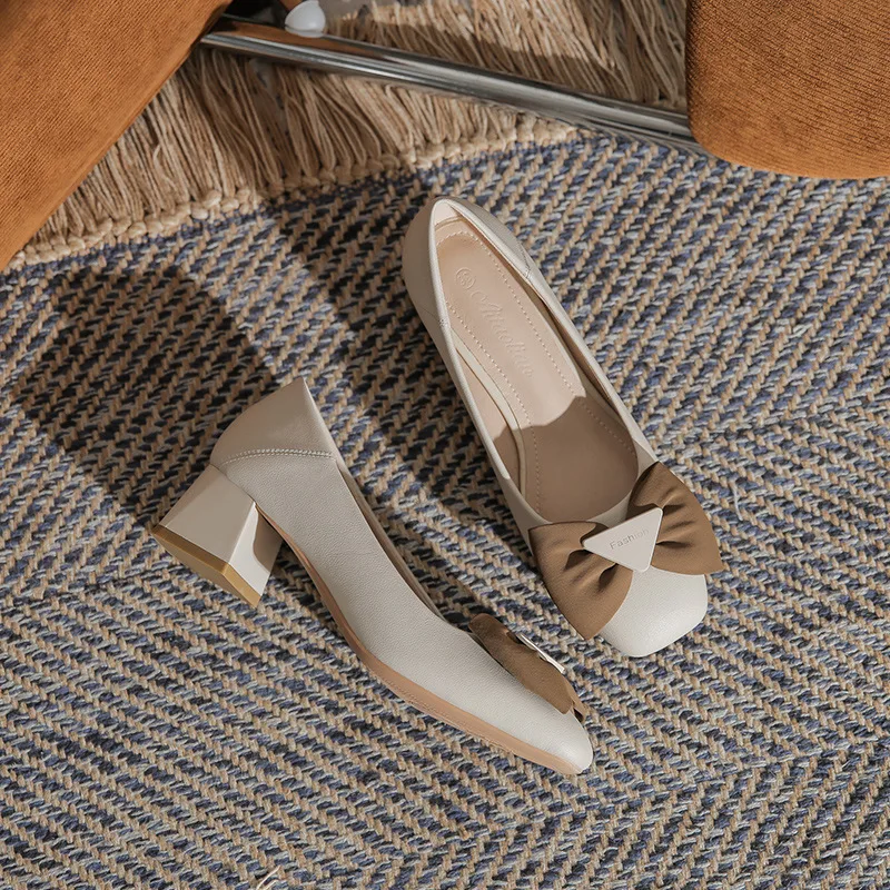 

Женские туфли на низком каблуке, зеленые туфли-лодочки с бантом и квадратным носком, туфли-лодочки треугольной формы, классические туфли, размер 40