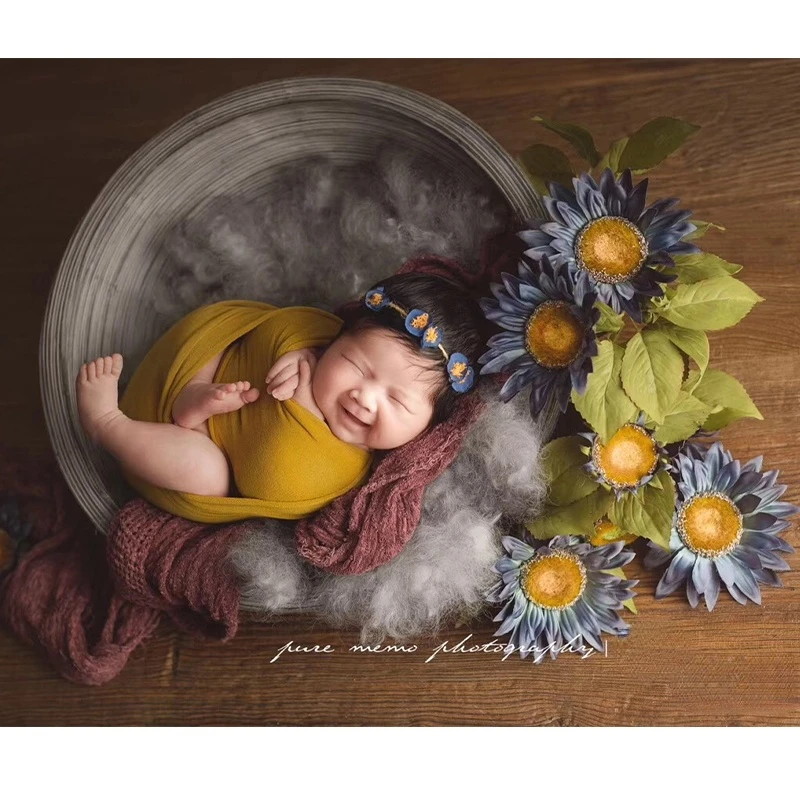Подсолнух букет новорожденных Фотография реквизит фон искусственный цветок мех