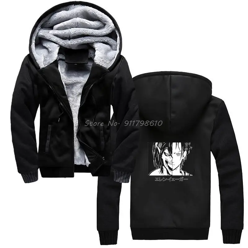 

Толстовка AOT с аниме «атака на Титанов», Мужская зимняя утепленная толстовка с капюшоном Эрена джейгера, уличная одежда в стиле Харадзюку