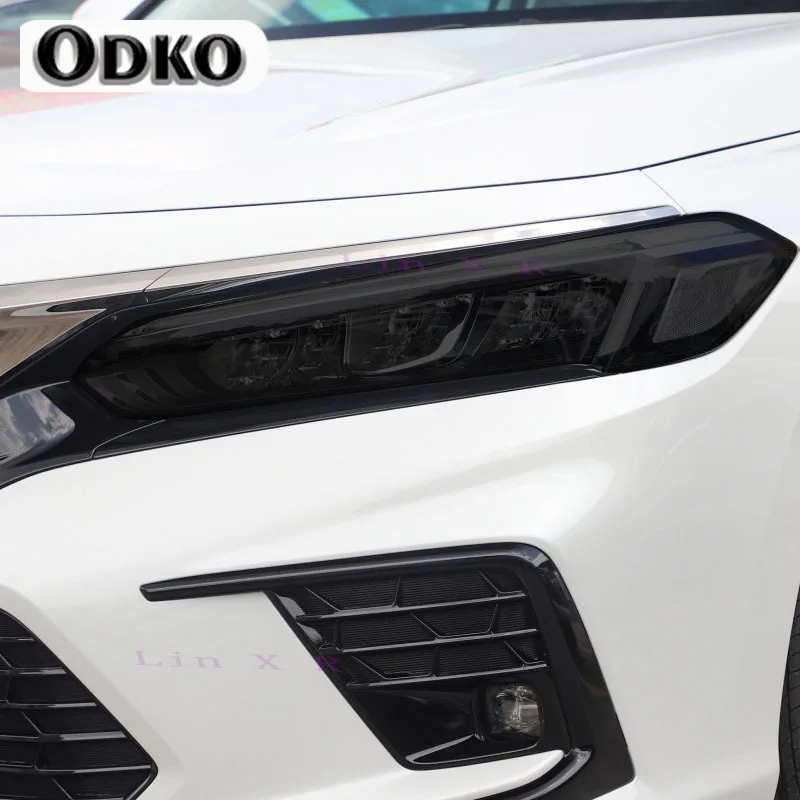 Защитная затеняющая пленка для автомобильной фары дымчато-черная прозрачная ТПУ