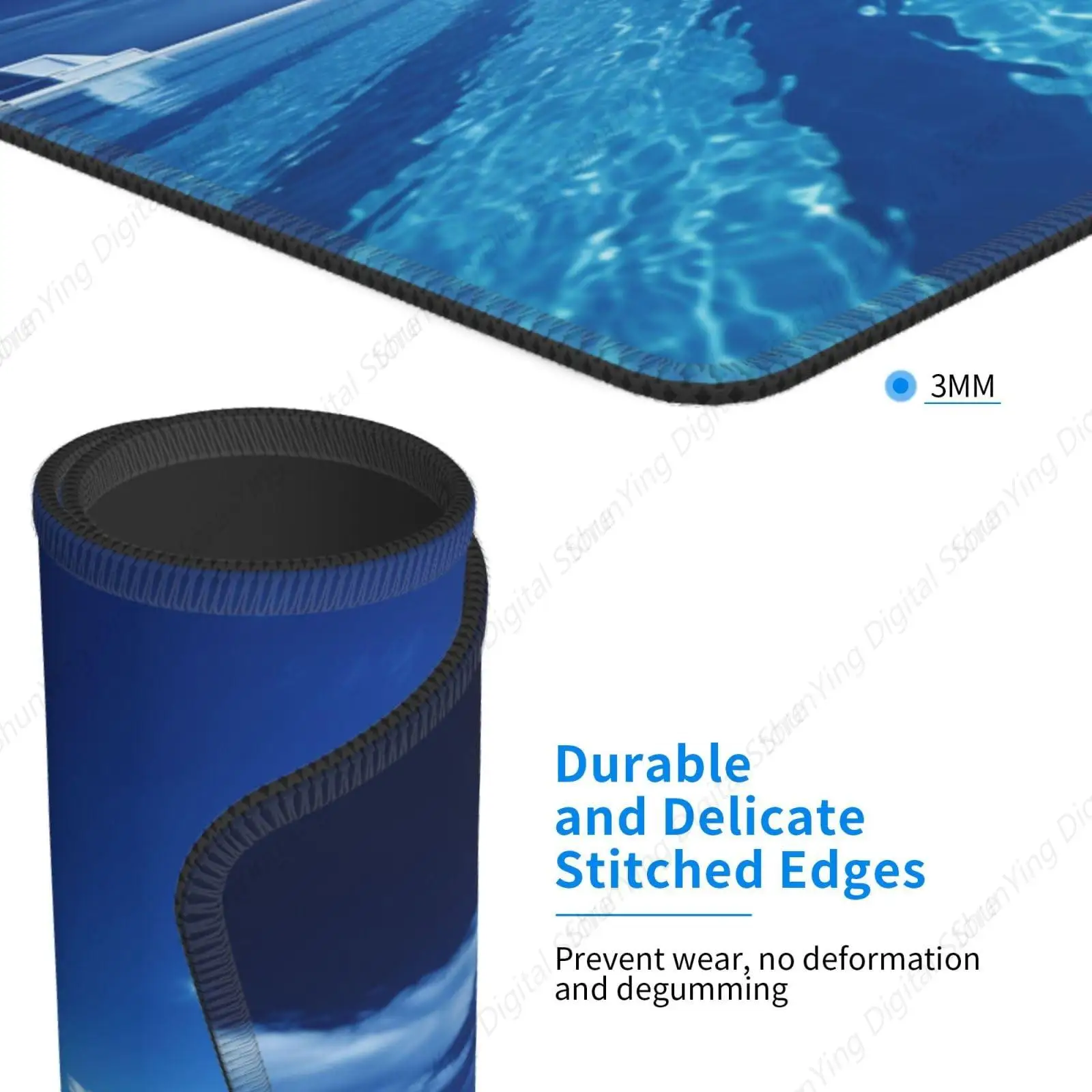 Anti Slip Rubber Base Mouse Pad Blue Swimming Pool Suitable For Gaming Office Laptops 18*22cm