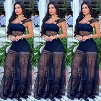 perl sexy mesh stitching sling zipper dress see through lace skirt transparent womens clothing charming chic outfit for ladies
