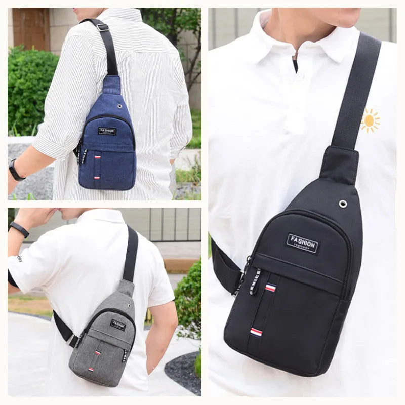 Men's Chest Bags Casual Waist Bags Small Short Trip Travel Carry Bags Men's Waterproof Shoulder Crossbody Bags Nylon Handbags