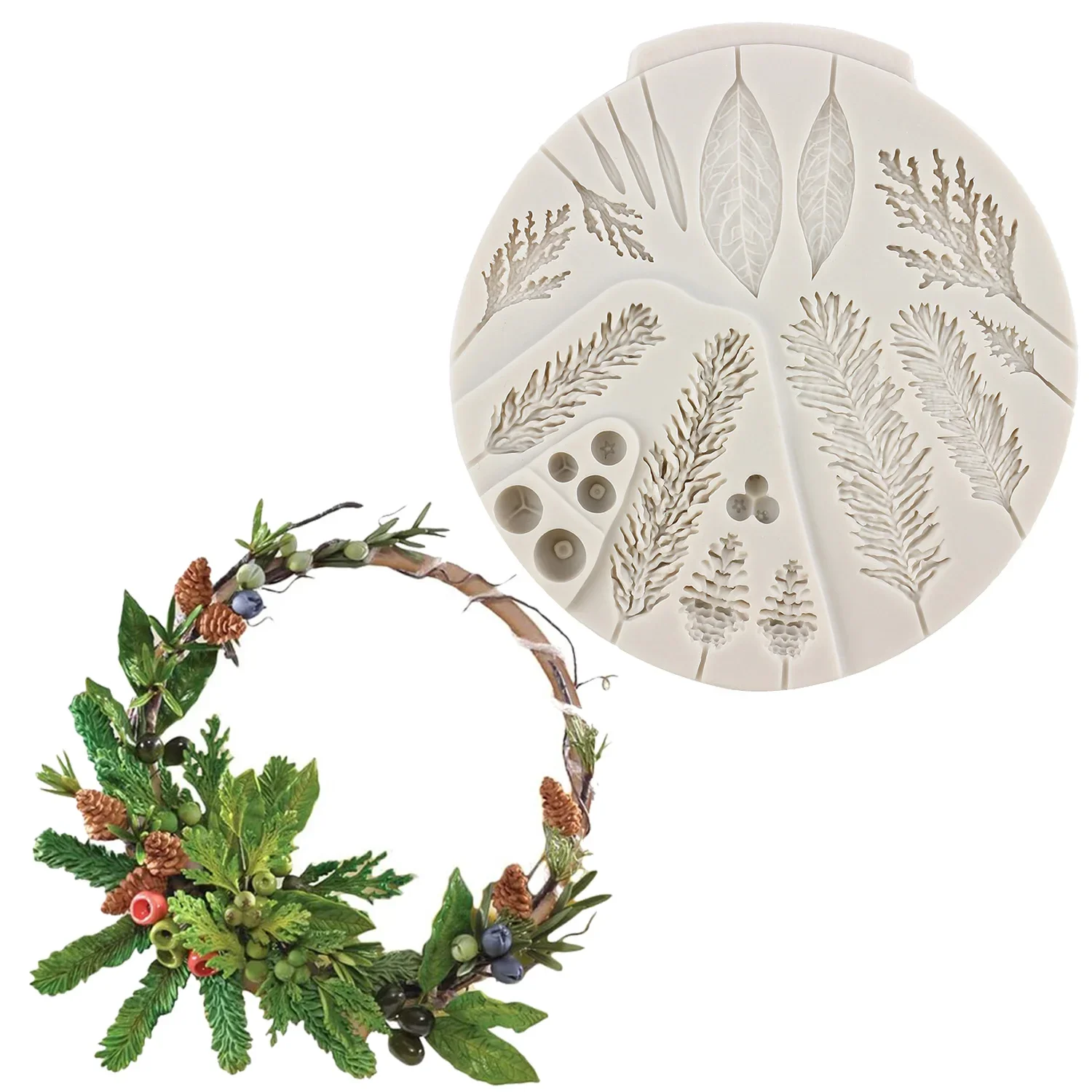 

Силиконовая форма для зимней листвы, Рождественская форма для помадки, инструменты для украшения тортов, для кексов, топперов, конфет, глины, шоколадных цветов
