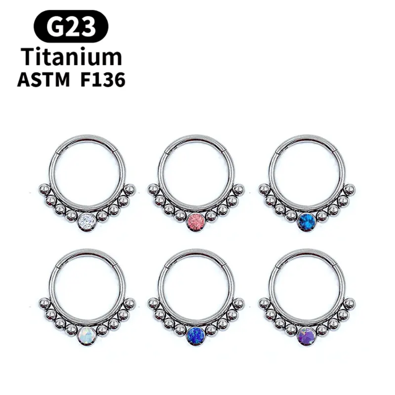 

New G23 Titanium Piercing Hoop Anti-allergic Earrings Hinged Nose Clicker Segment Nose Ring Helix Cartilage Tragus Body Jewelry