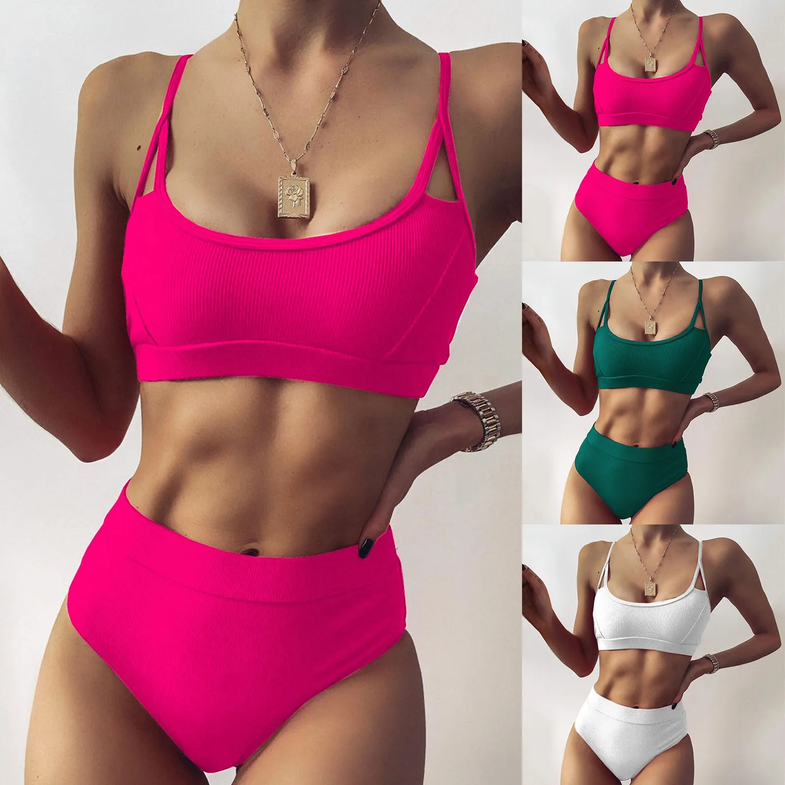 

Комплект женского бикини пуш-ап с завышенной талией, комплект из 2 предметов, нейлоновые белые Трусики-бикини для девушек 12-14, до 10 долларов