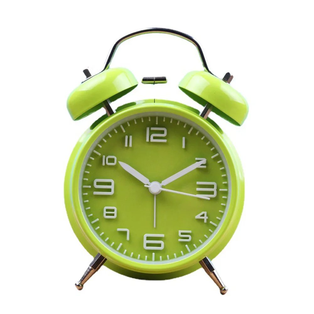 

Alarm Clock 16.5x11.5x5.5cm White/red/green/blue/black/pink Metal Twin Bell Double Analogue Bedside Clock Silent Clock