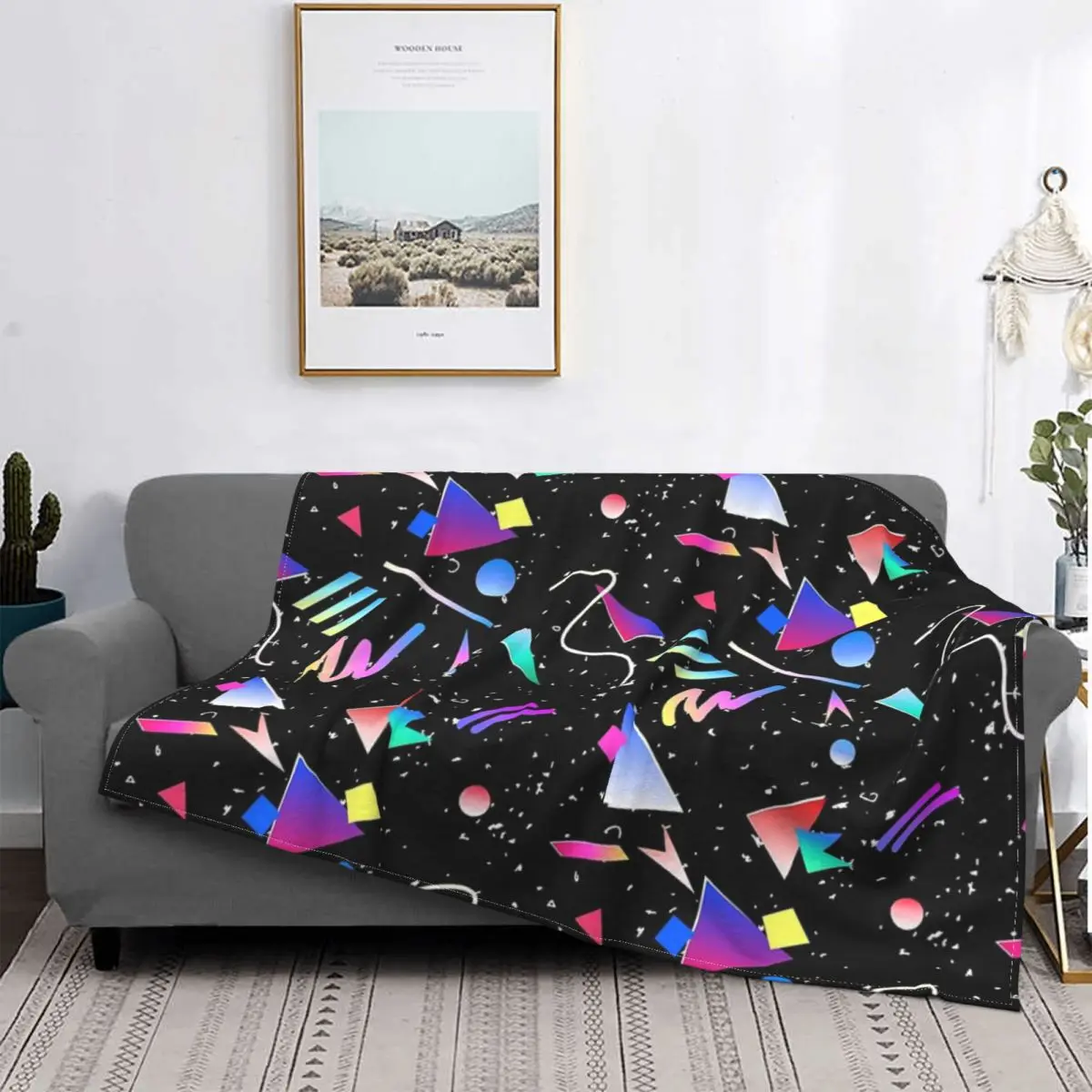 

Hello Memphis Black Blanket Bedspread Bed Plaid Muslin Beach Towel Hoodie Blanket Picnic Bedspread