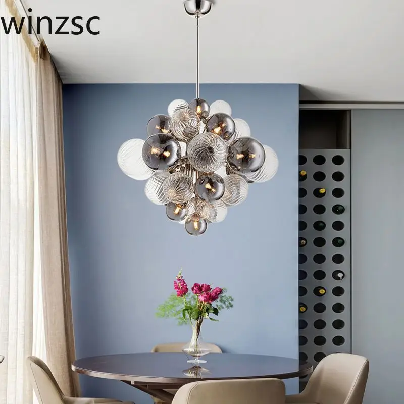 

Стеклянная люстра с круглым светом, металлическая Подвесная лампа для гостиной, комнатный индивидуальный Креативный светодиодный потолочный светильник в скандинавском стиле G9