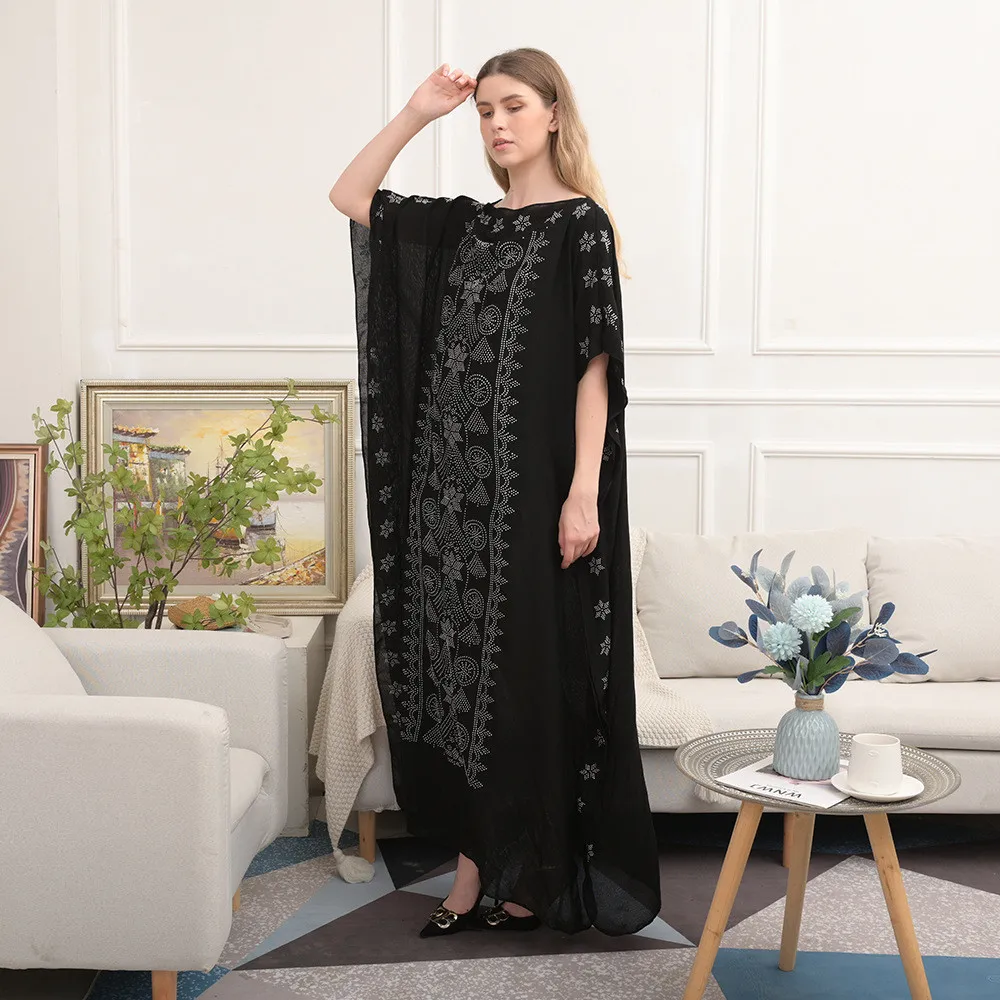 Женское длинное платье, свободное черное платье-макси в мусульманском стиле, для Ближнего Востока