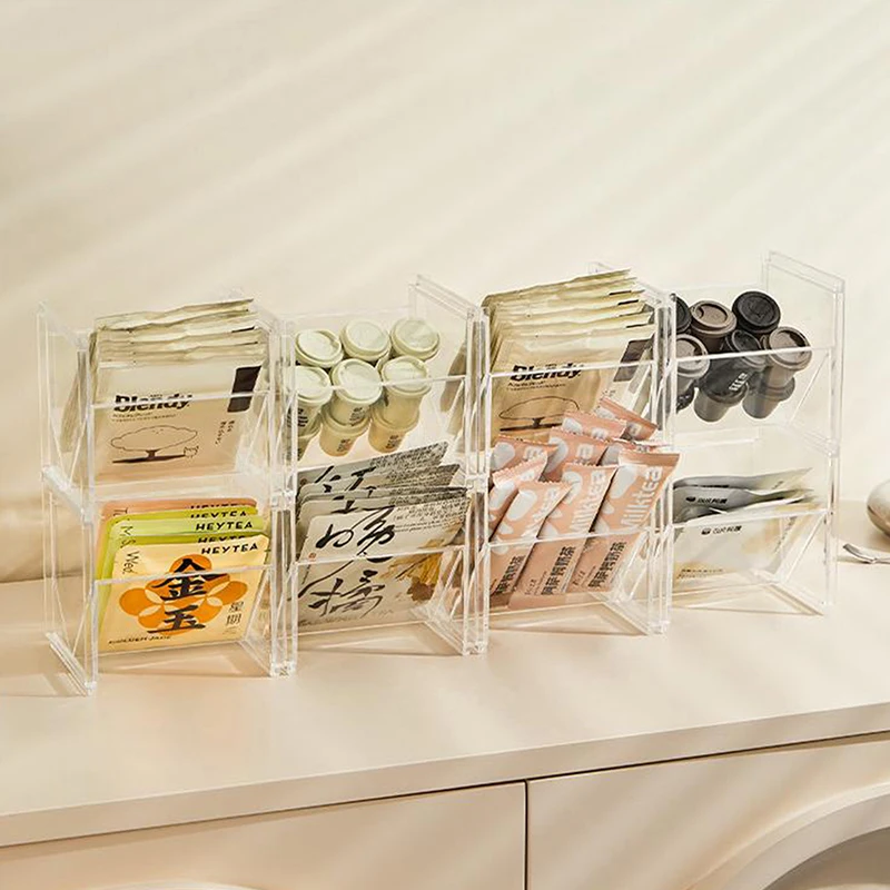 Вертикальный Держатель Для Чайной Коробки Штабелируемый Прозрачный Органайзер
