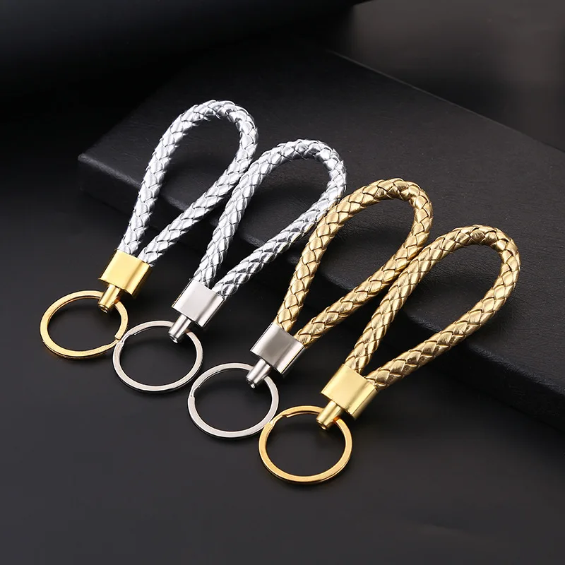 PU Leather Braided Leather Rope Keychain Creative Metal Texture Key Pendant AirPods Headphone Pendant