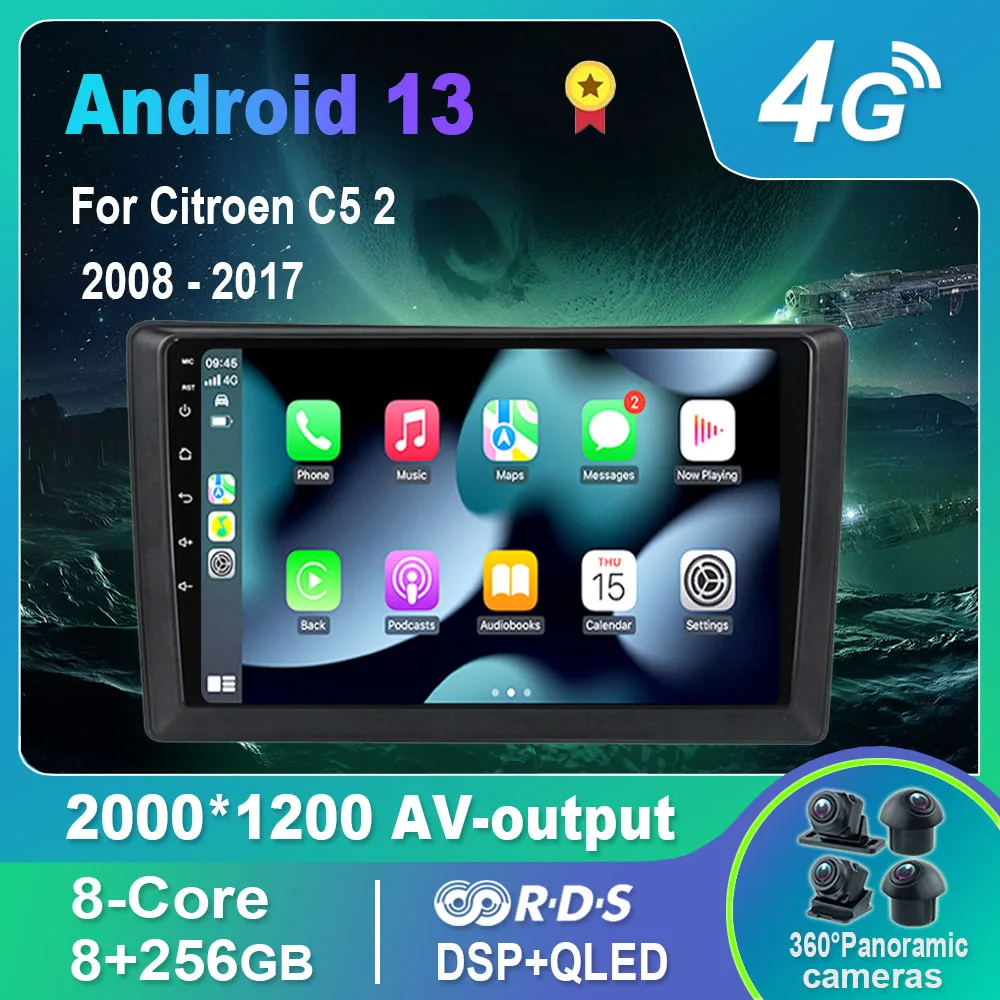 

Автомагнитола на Android 13,0/Мультимедийный видеоплеер для Citroen C5 2 2008 - 2017 GPS QLED Carplay DSP 4G WiFi Bluetooth