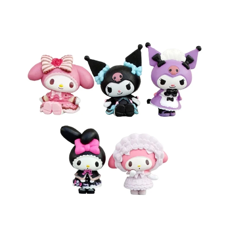 

My Melody Figure Anime Figure Melody Kuromi Kt Cat Action Figure Q Version Figure Model Toy Desktop Ornaments Pvc Model Toy