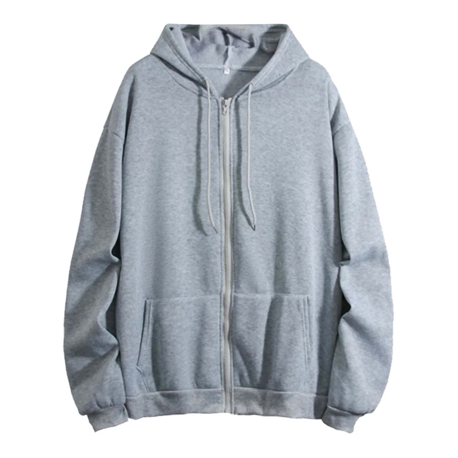 

Women Winter Warm Fashion Long Sleeve Loose Solid Color Hooded Zipper Pocket Sweatershirt Coat Cute Half Zip Pullover Women