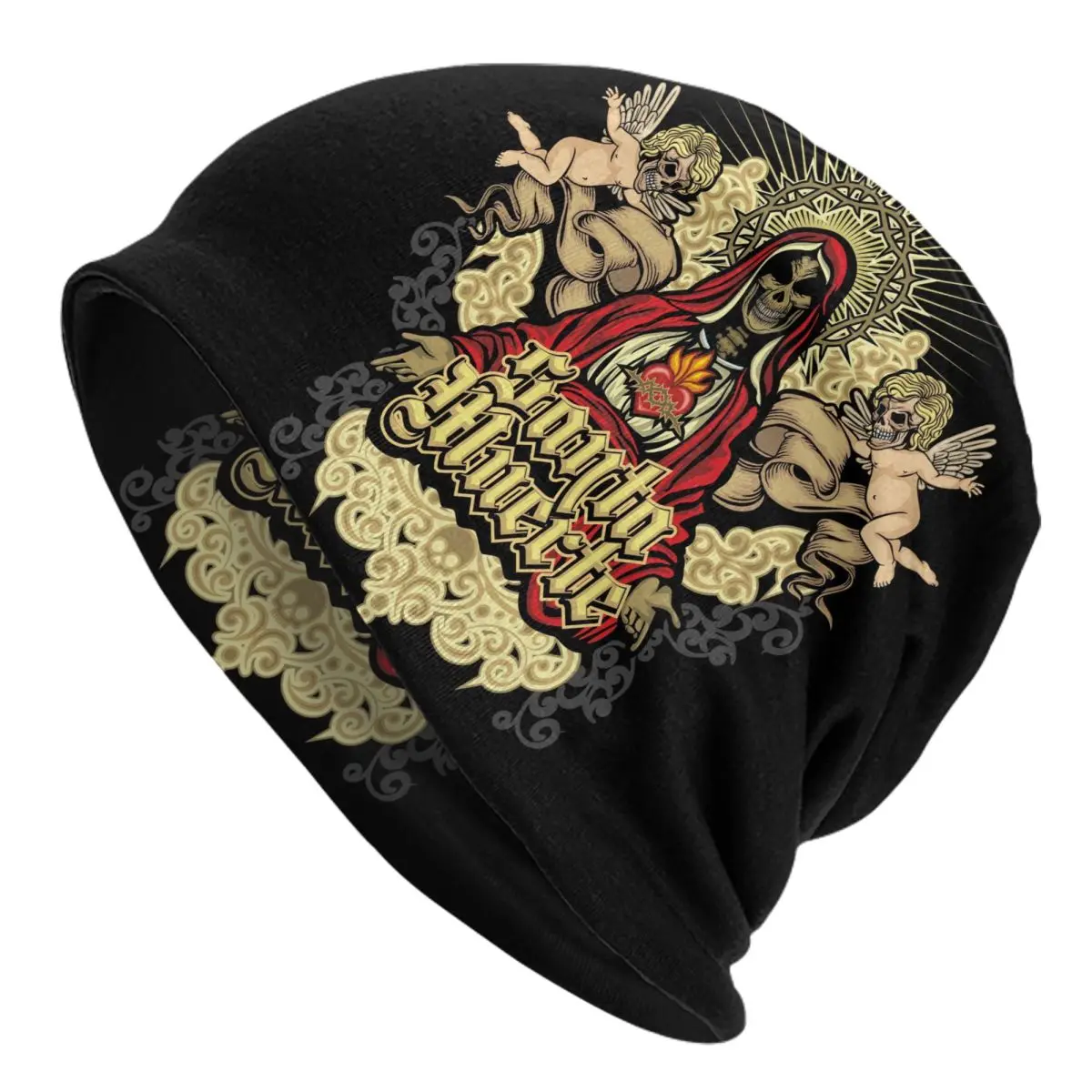 

2023 Warm Hat for Women Santa Muerte Spanish Holy Death Stacking Knitted Bonnet Cap Men Hat Hip Hop Beanies