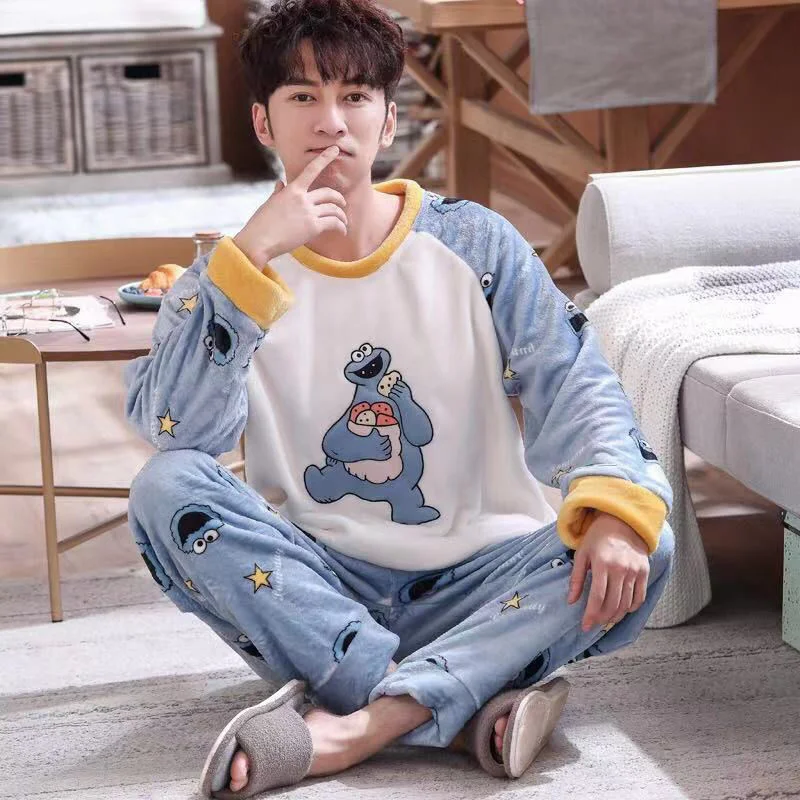 Пижама Мужская зимняя одежда для сна домашняя мальчиков бархатный зимний