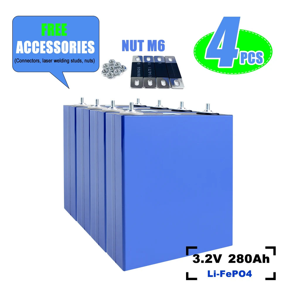

HAKADI Grade A 3.2V Lifepo4 280Ah Battery Phosphate Cells 230Ah Rechargeable Battery DIY 24V Deep Cycle Lithium Iron EU stock