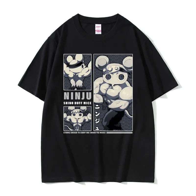 Anime Demon Slayer Uzui Tengen Graphic Tshirt Muscular Ninja Mice Muki Gym Mouse Meme Tshirt Men Women Loose Oversized T-shirts
