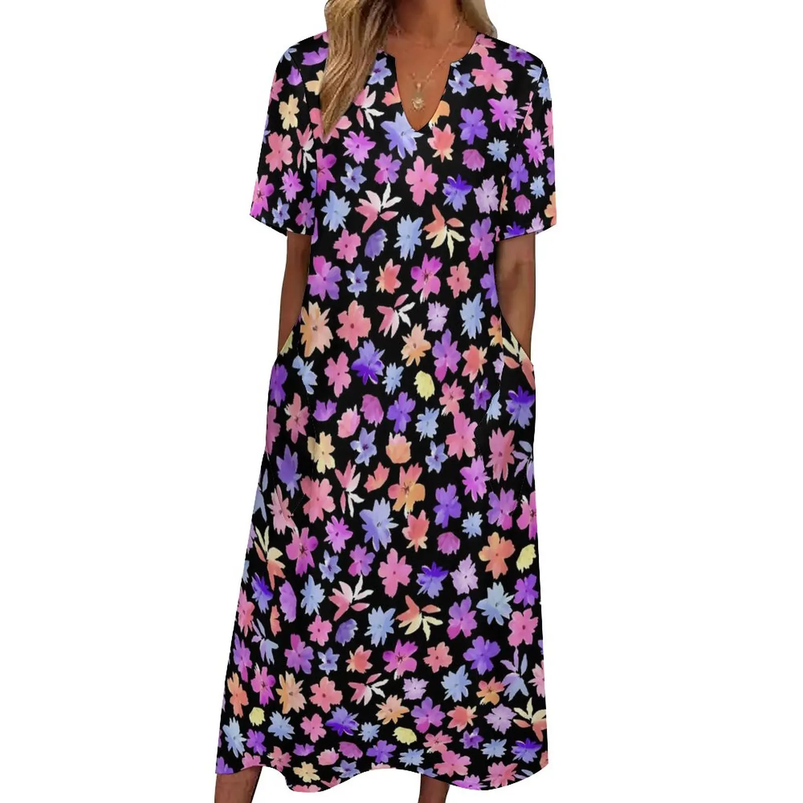 

Платье женское летнее длинное с цветочным принтом, длинное пляжное винтажное в стиле бохо, подарок на день рождения