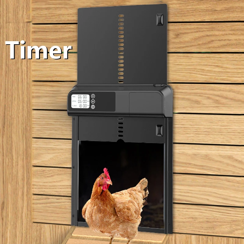 

Automatic Chicken Coop Door Timer ABS Metal Intelligent Anti-Pinch Induction Waterproof Electric Poultry Gate for Farm