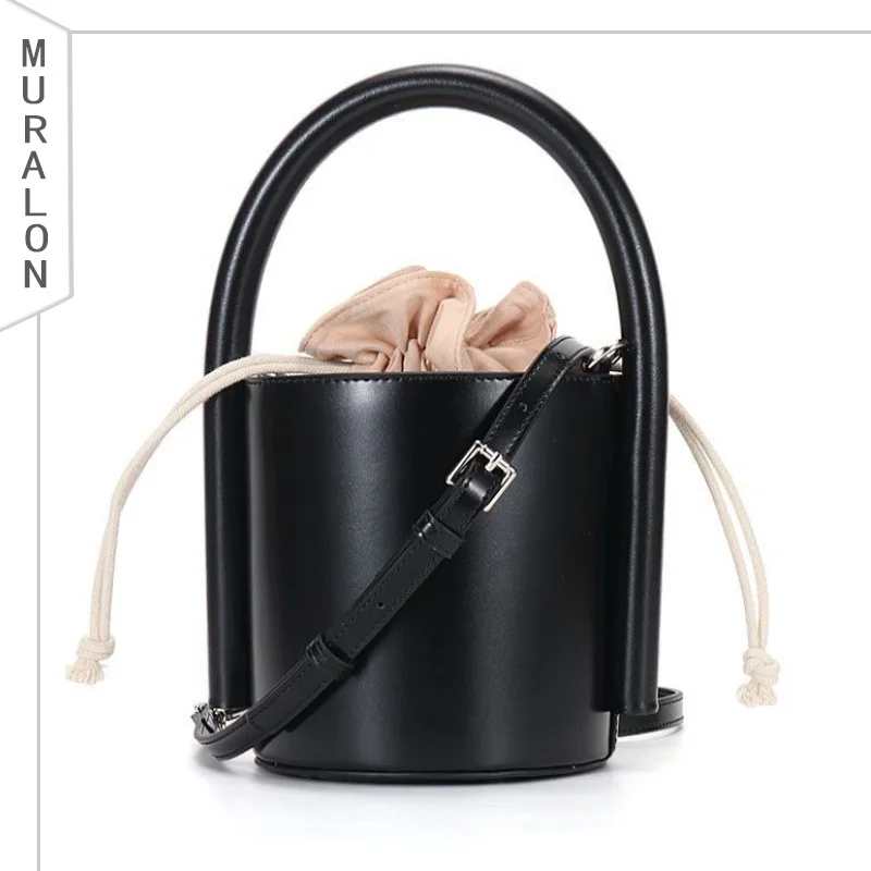 2022 Luxury Designer Handbag High Quality Genuine Leather Cylindrical Handle Messenger Bag Ladies Fashion Cylinder Bucket Bag