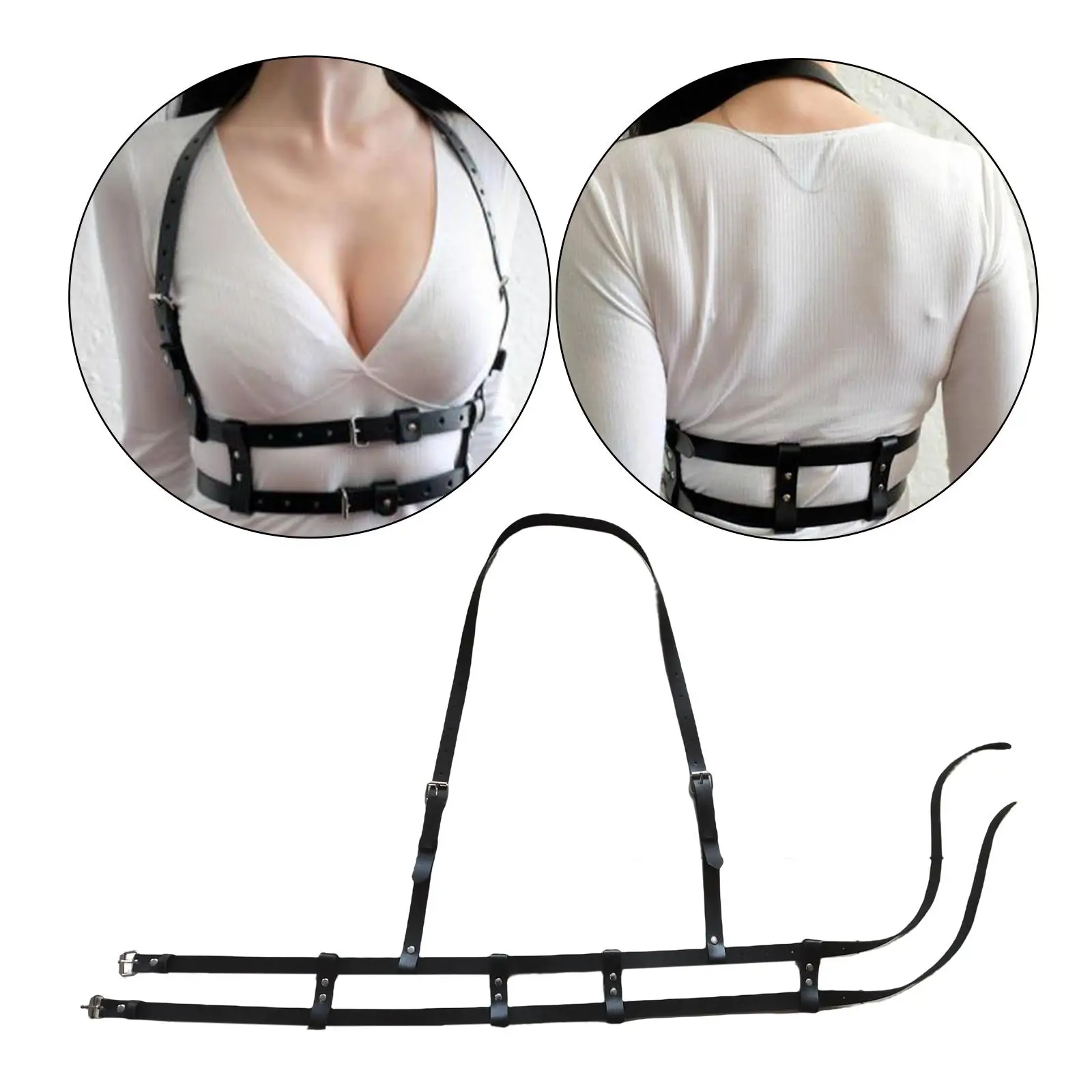 

Women Sexy Faux Leather Women Body Bondage Cage Sculpting Harness Waist Belt Straps Suspenders Goth Waist Belt