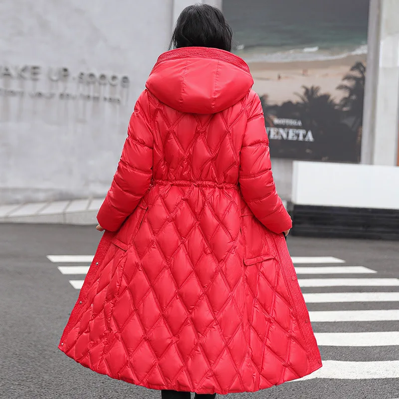 Winter Women Cold Coat Super Hot Long Hood Padded Jacket Parka Long Sleeve Cardigan Plus Size Coat Cheap Wholesale Slim Fit Belt