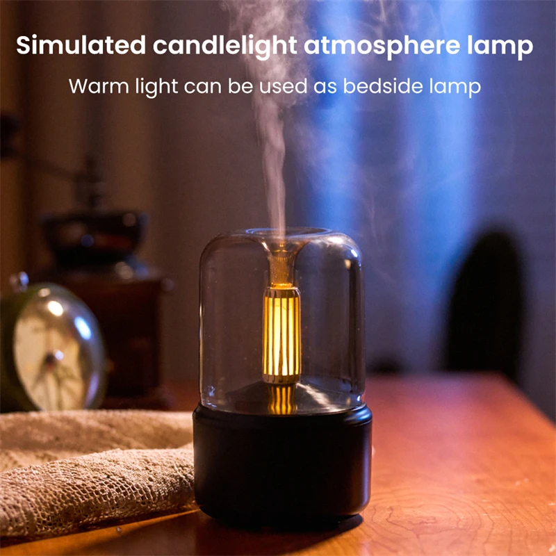 

120ML Creative Candlelight Aromatherapy Diffuser Portable Mini USB Air Humidifier Sprayer LED Night Light Essential Oil Diffuser