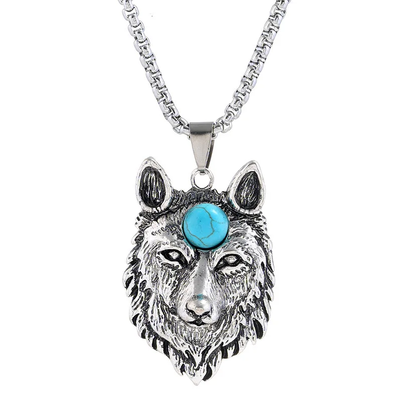 

Colar Masculino Wolf Pendants Necklaces Collares Vintage Hombre Stainless Steel Men Jewelry Steampunk Collier Homme Accessories