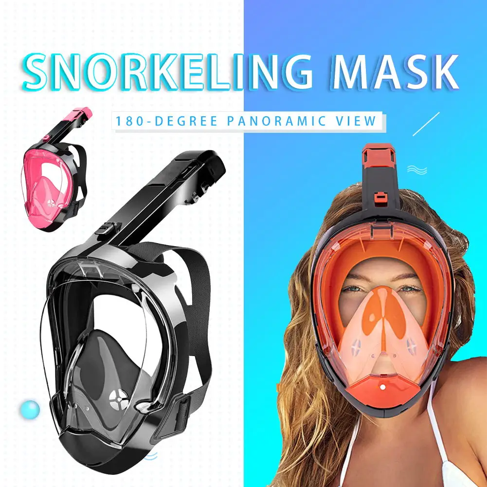 

Full Face Snorkel Mask 180° Panoramic View Full-Dry Diving Mask With Camera Mount Anti-Fog Anti-Leak Swimming Masks For Adults