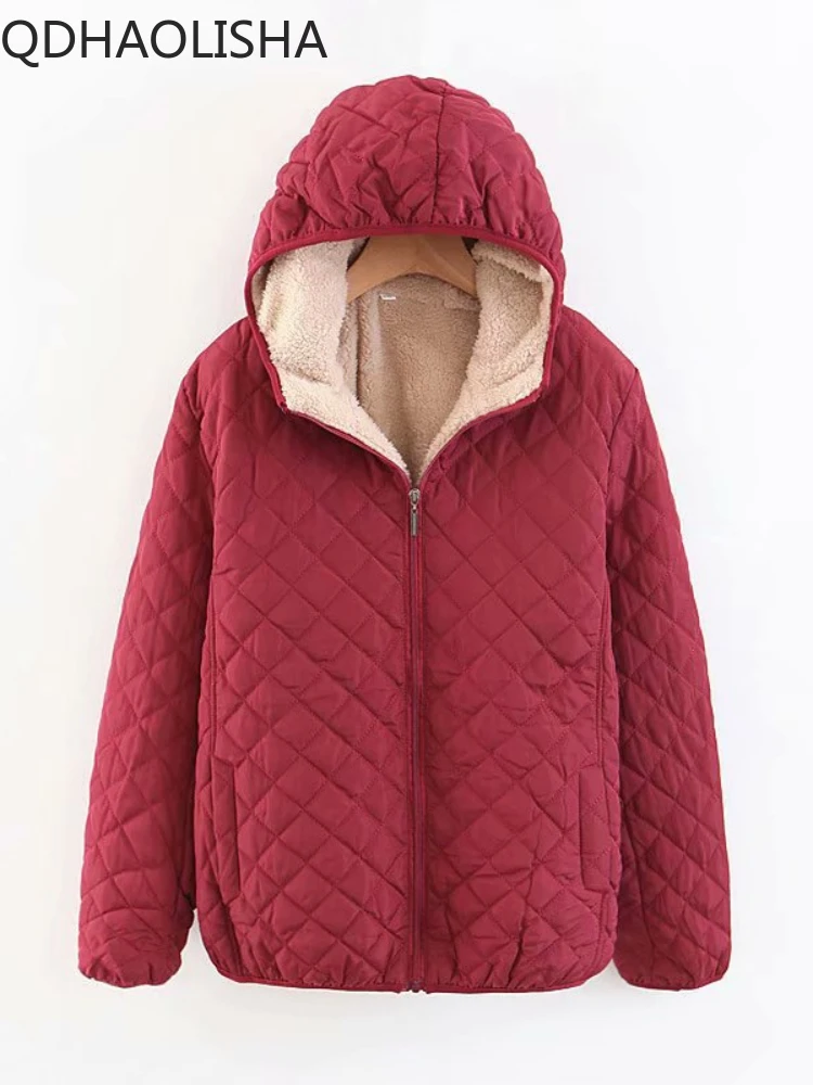 

Женское пальто, утепленное пальто из имитации овечьей шерсти и хлопка, трендовая куртка с капюшоном, теплый Топ с длинным рукавом, повседневные парки, женская зимняя одежда