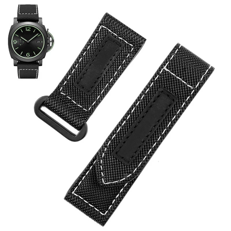 PAM01118 PAM01119 Nylon Watch Band For Panerai Canvas Leather Watch Strap Waterproof  Wrist Band Men Accessories 24mm