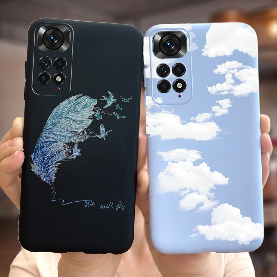 Мягкий силиконовый чехол для Xiaomi Redmi Note 11 4G с сердечками |