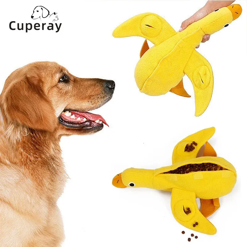 

Fun Dog Feeder Cat Feeding Toys Plush Duck Sniffing Toys Tibetan Food Puzzle Training Pets Leakage Food Squeaking Pet Toy New