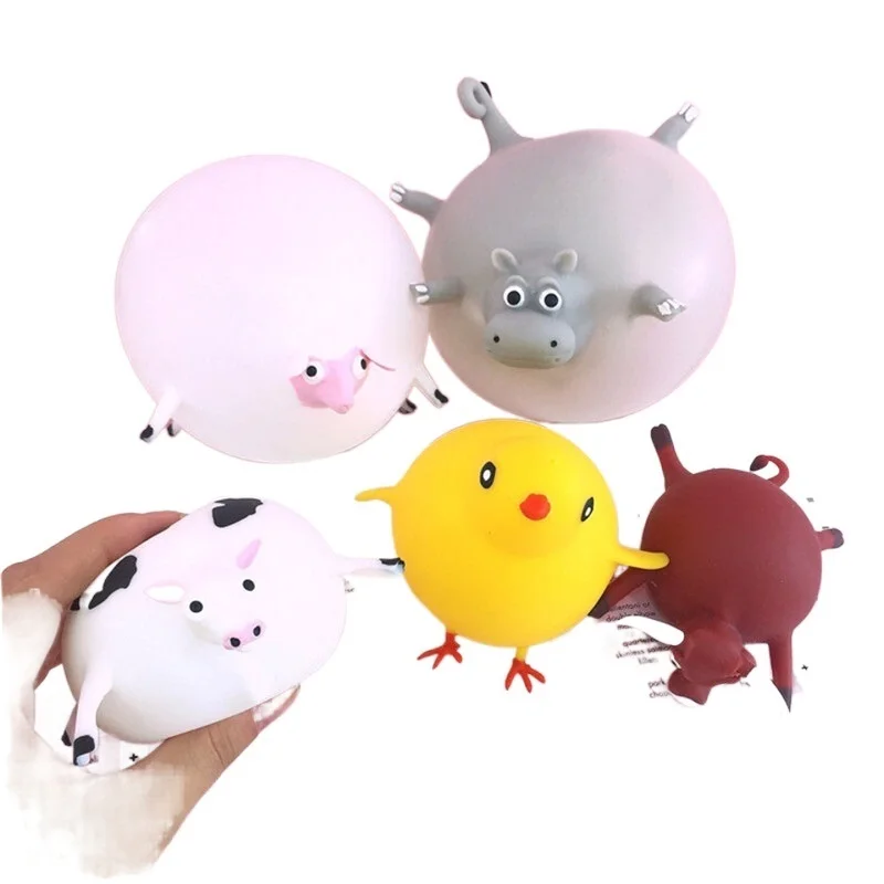 

11 Styles Funny Novelty Blowing Animal Squeeze Anti-stress Practical Jokes Gag Inflatable Games Ball Toys For Children