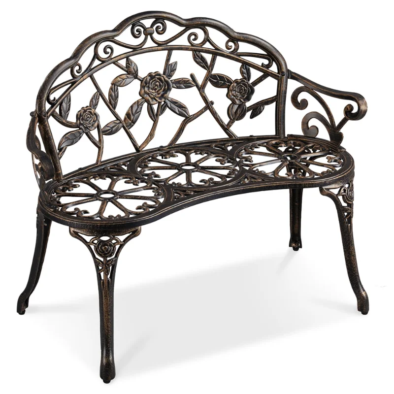 

SMILE MART Outdoor Metal Bench - Bronze