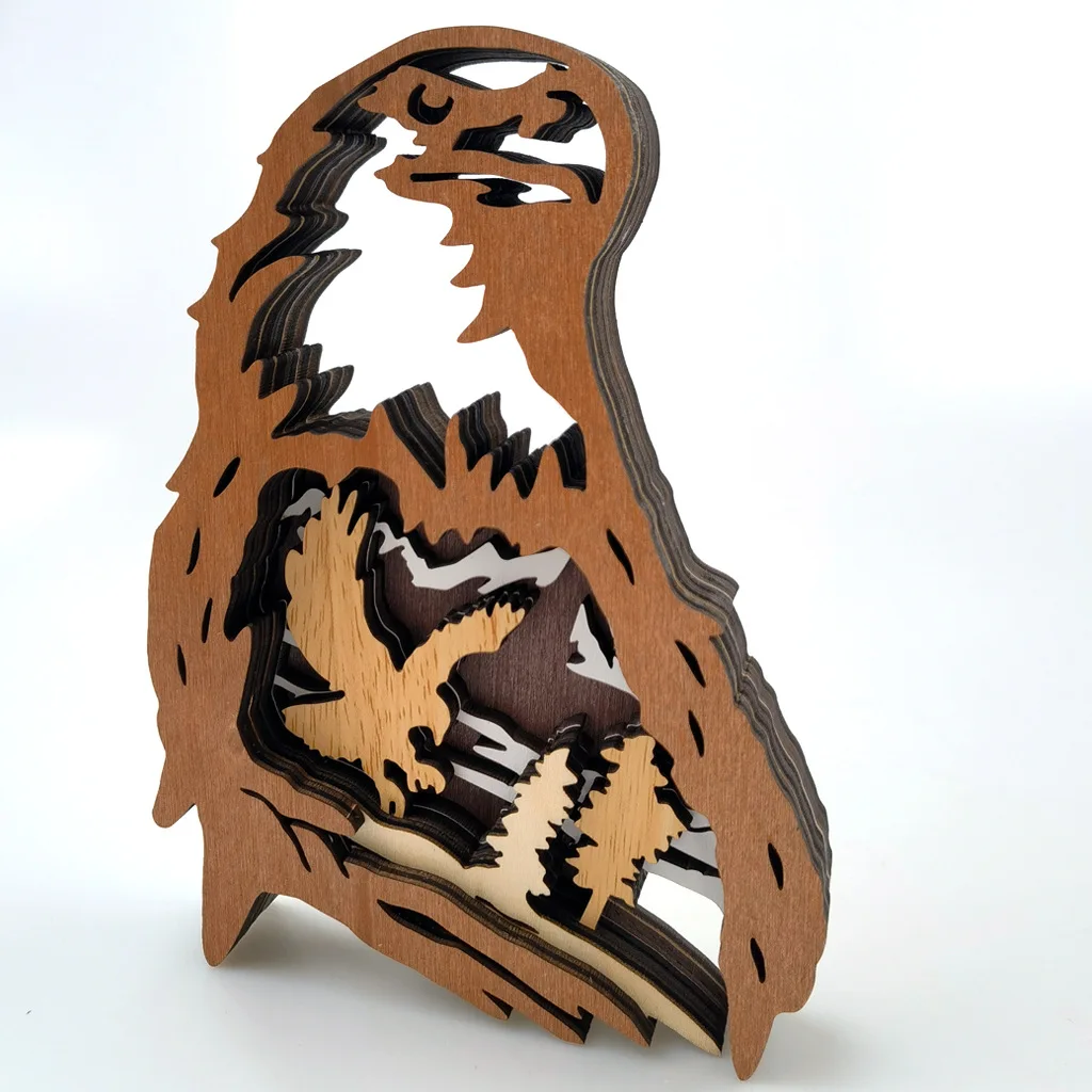 

Wooden Forest Eagle Animal Statu Home Ornament, Eagle Decorations for Cabin, Wooden Eagle Rustic Wall Decor