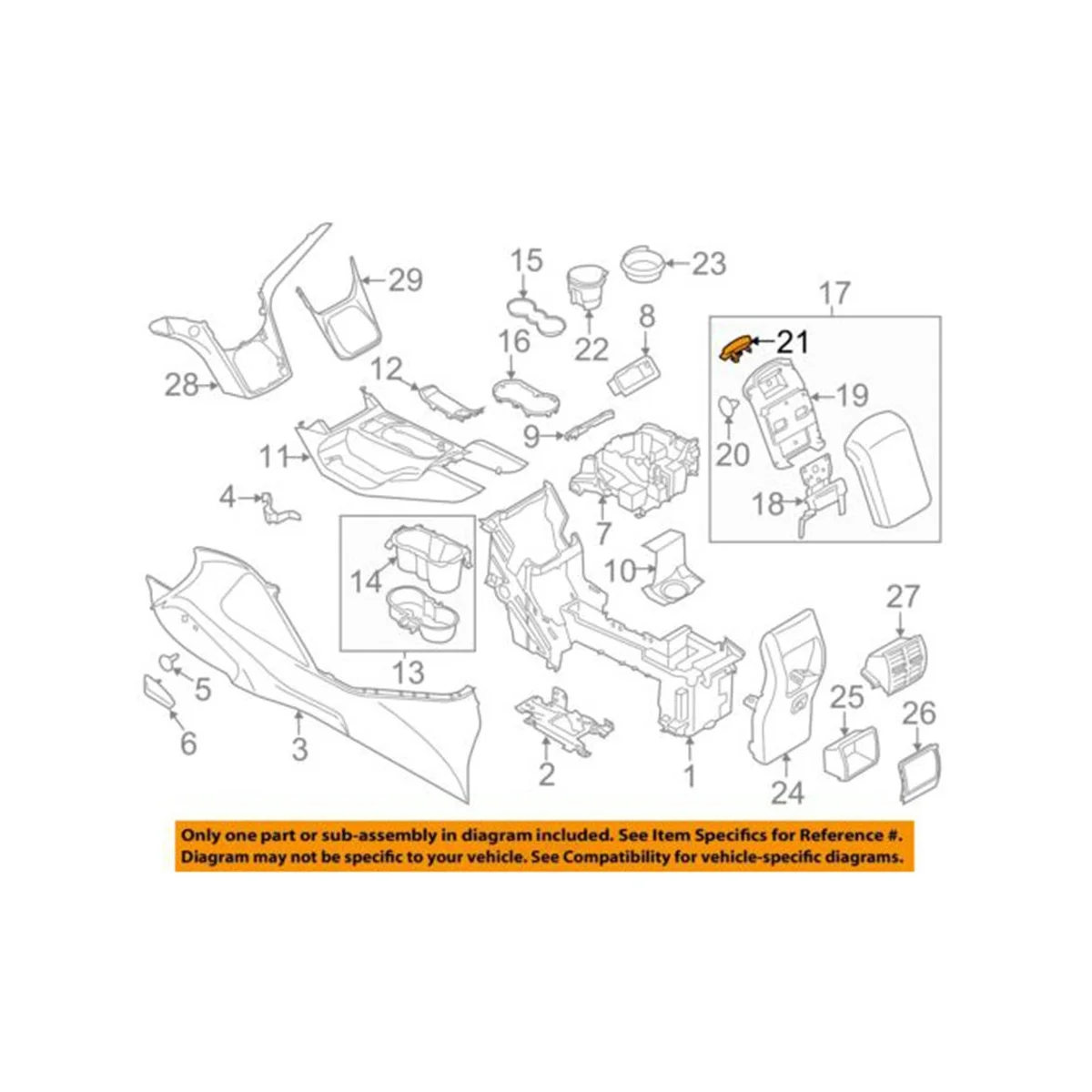 Внутренние части защелки центральной консоли для 2013-2018 Ford C-Max Escape