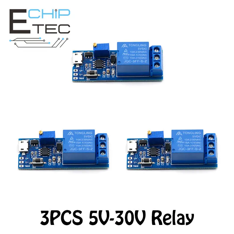 

Free shipping 3PCS 5V-30V Micro USB Power Adjustable Delay Relay Timer Control Module Trigger Delay Switch