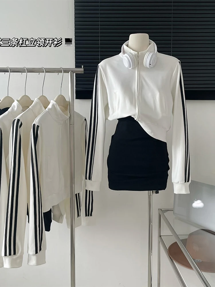 

Women Summer Autumn New Turn-down Collar American Style Jacket Outerwear Oversize Long Sleeve Vintage Zipper Female Coat Cozy
