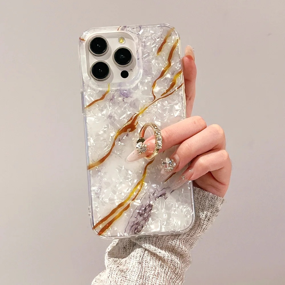 Роскошный лазерный чехол для телефона с мраморным узором и блестящим покрытием
