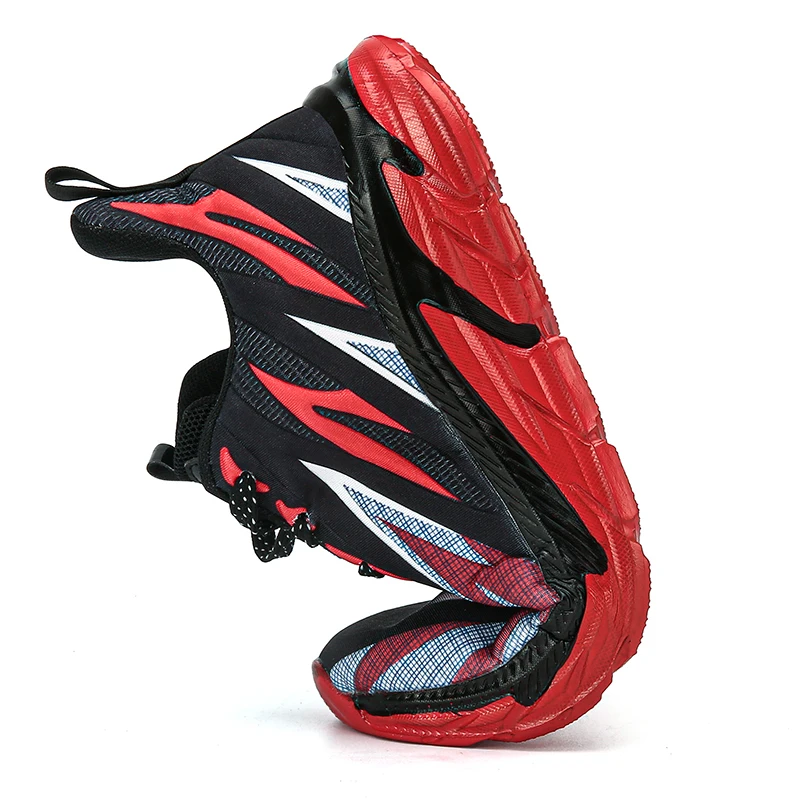 JIEMIAO New Men Sneakers Fashion Flame Texture Upper Sport Running Shoes Outdoor Comfortable Breathable Casual Shoes