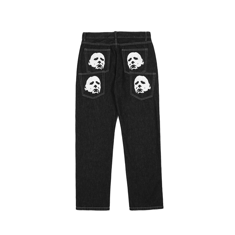 

Bat Head Print Jeans Women Wide Leg Streetwear Vintage Loose Rock Punk Fashion Trousers Baggie Jeans Men Designer Jeans for Men